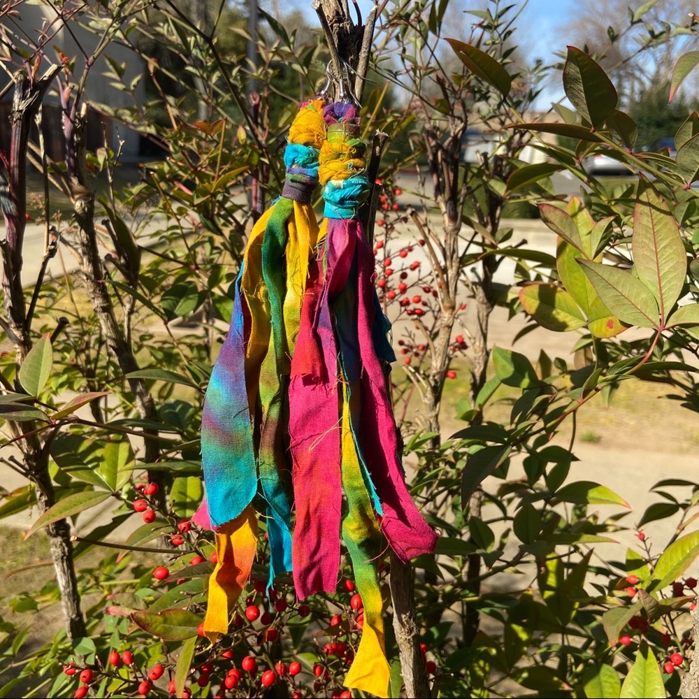 Bohemian Cotton Tassel Hippie Earrings - Rainbow